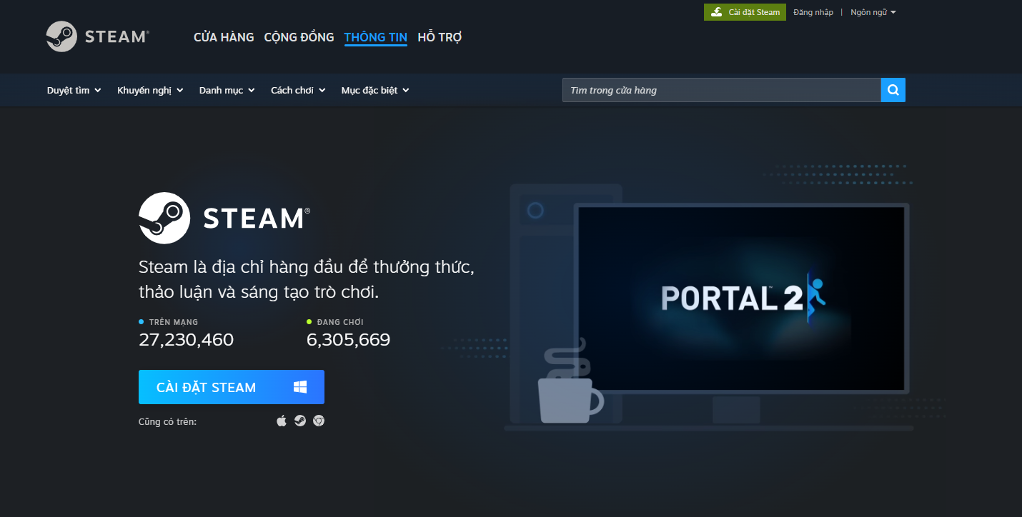 Trang chủ cài đặt Steam