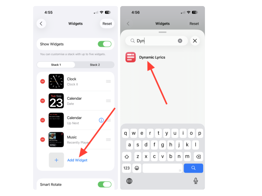 Add the Dynamic Lyrics widget