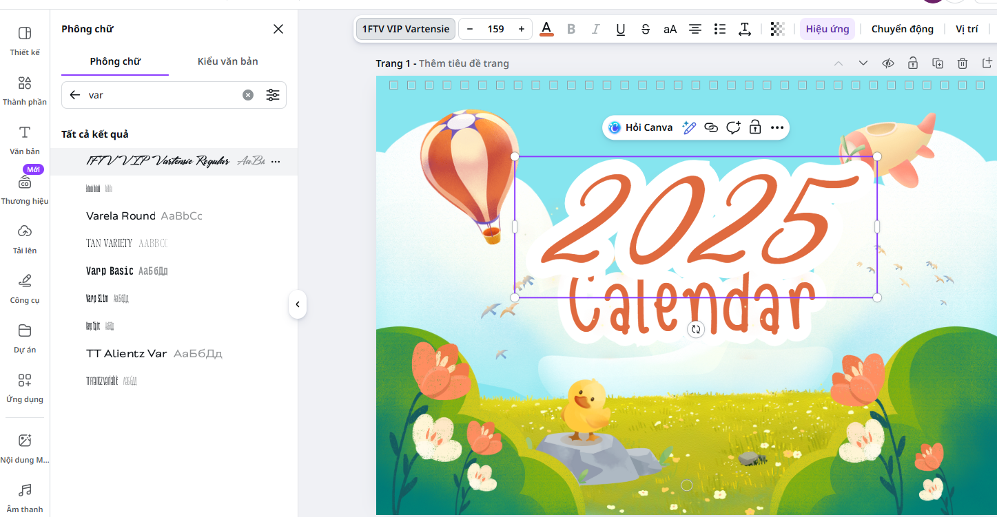 Sử dụng cho thiết kế Font trong Canva