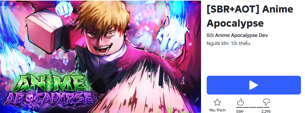 Tựa game [SBR+AOT] Anime Apocalypse đang cực hot với hàng nghìn lượt chơi, lượt thích