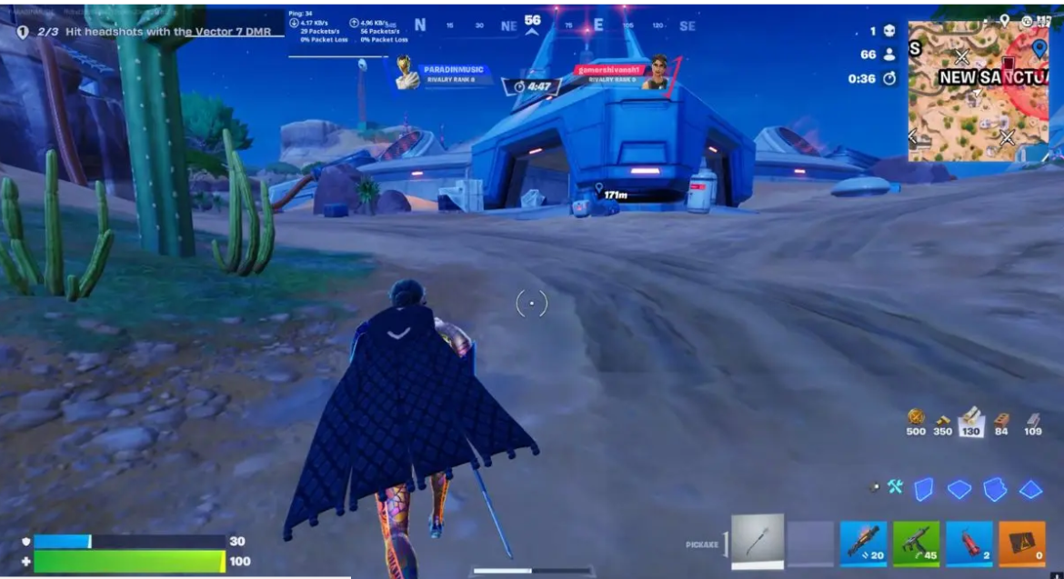 Cách mở rương kho báu ở New Sanctuary trong Fortnite: Vị trí rương kho báu tại khu phức hợp Seven.
